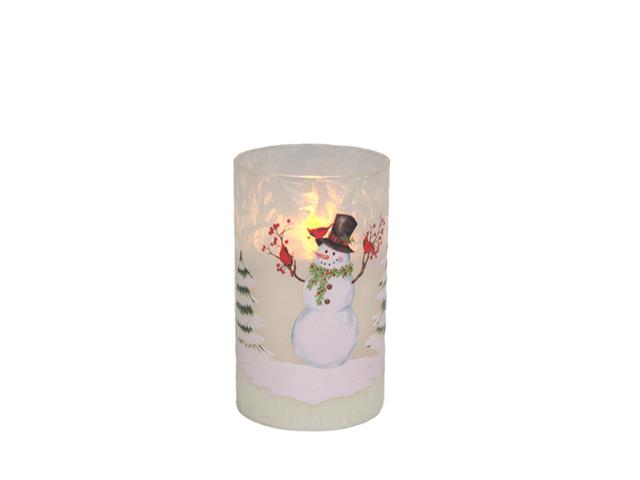 5" LED GLASS WAX CANDLE (SNOWMAN)
